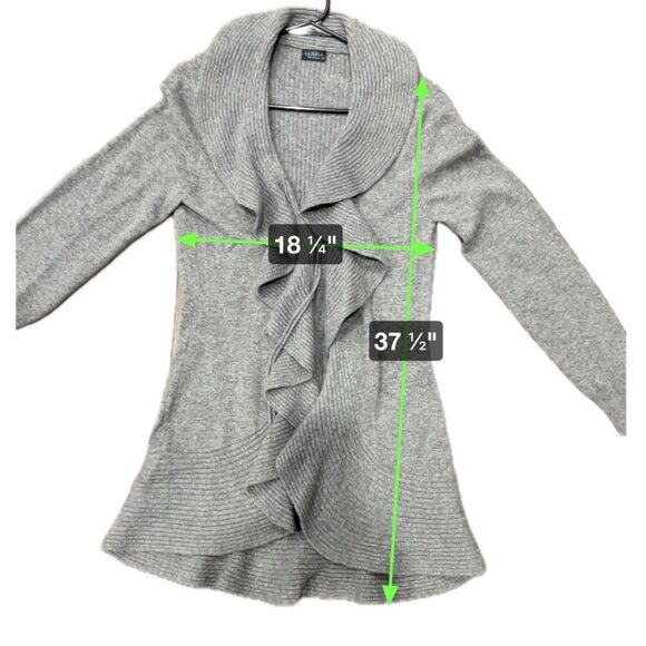 La Perla Villa Toscana Womens Gray Ruffle Waterfall Cardigan Sweater Size 8 - Picture 8 of 9